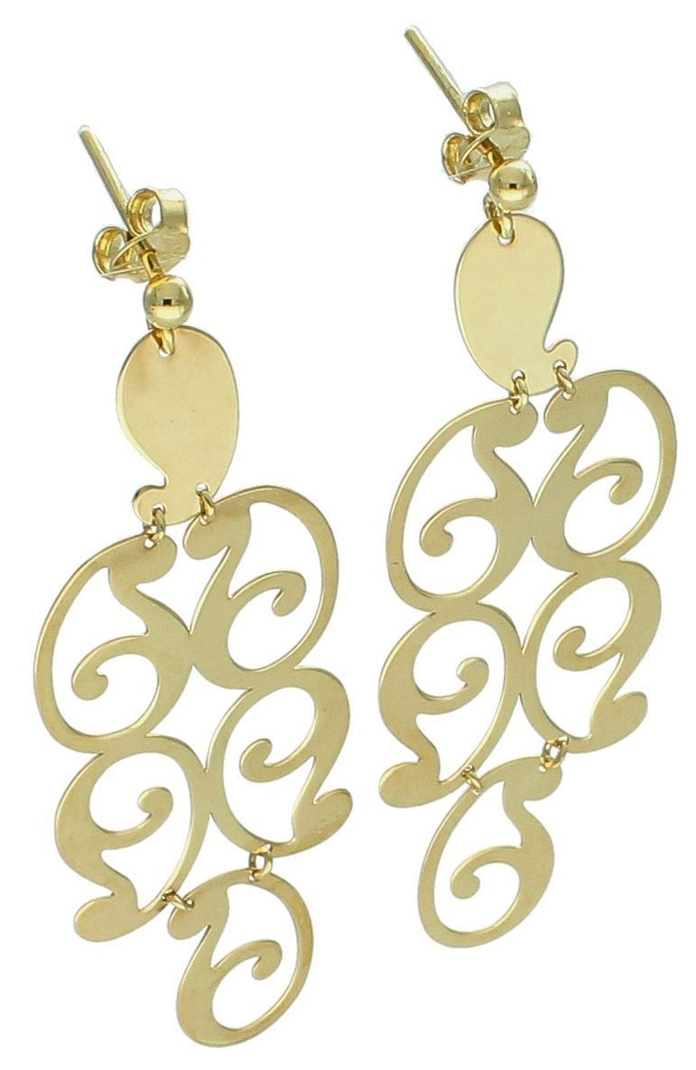 Kolczyki damskie złote 585 wiszące ażurki OR ZO 73 Złote kolczyki zostały wykonane z wysokiej jakości złota próby 585. Złote kolczyki ażurowe, kunsztownie wykonane to idealny prezent 1.jpg